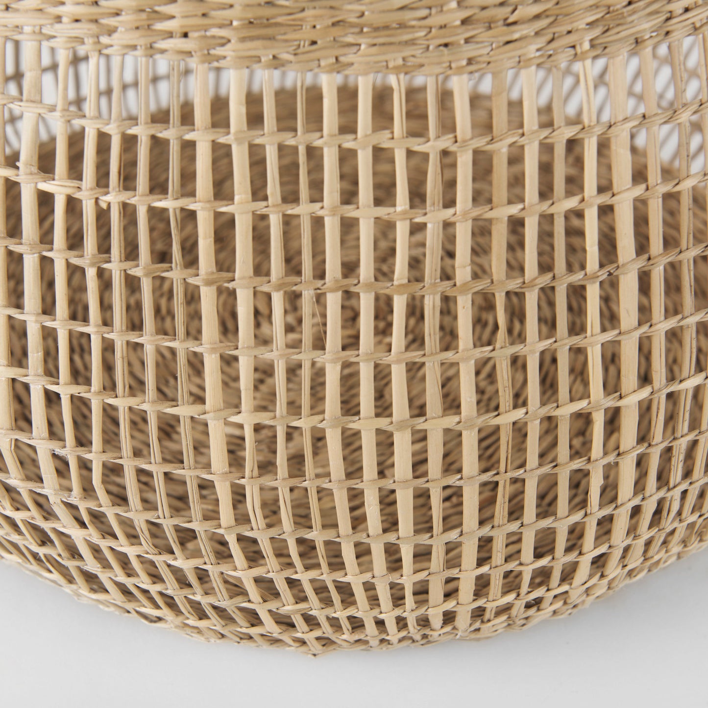 Nova 15.0L x 15.0W x 9.4H (Set of 2) Light Brown Seagrass Woven Round Basket W/ Long Handle