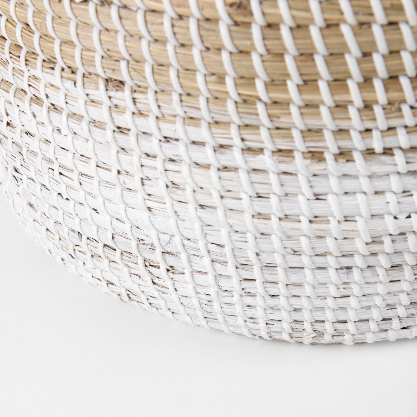 Maddie 13.8L x 13.8W X 15.0H (Set of 3) Light Brown W/White Dipped Seagrass Round Basket W/ Handles