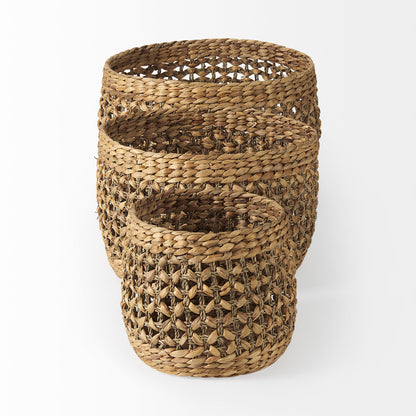 Dakota 15.0L x 15.0W x 11.8H (Set of 3) Medium Brown Seagrass Round Basket
