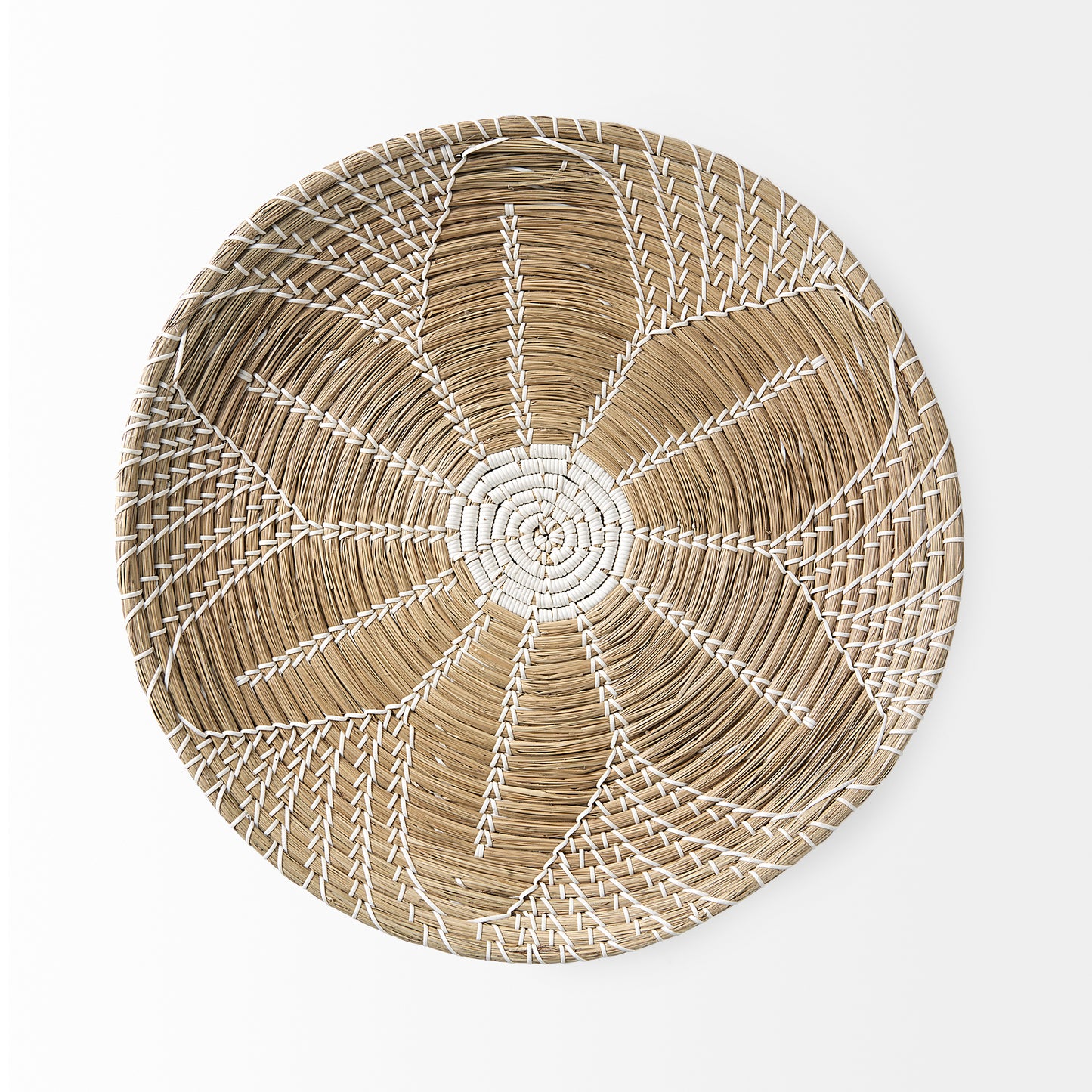 Mekhi 24.0L x 24.0W x 3.5 Light Brown Seagrass W/White String Round Wall Hanging Plate