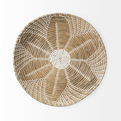 Mekhi 24.0L x 24.0W x 3.5 Light Brown Seagrass W/White String Round Wall Hanging Plate