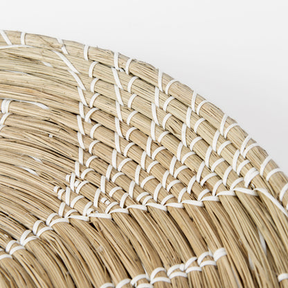 Mekhi 24.0L x 24.0W x 3.5 Light Brown Seagrass W/White String Round Wall Hanging Plate