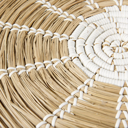 Mekhi 24.0L x 24.0W x 3.5 Light Brown Seagrass W/White String Round Wall Hanging Plate