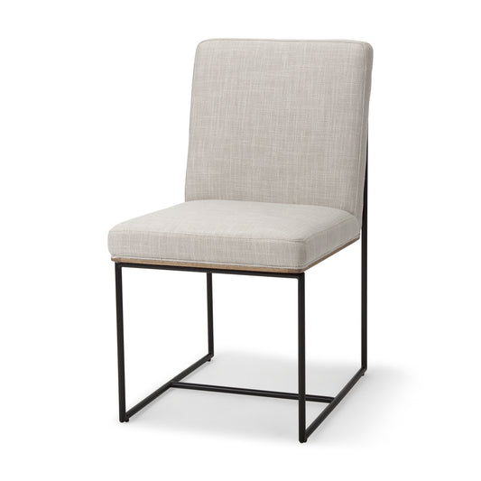 Stamford Beige Upholstered Seat w/ Wood Back, Black Metal Frame Dining Chair