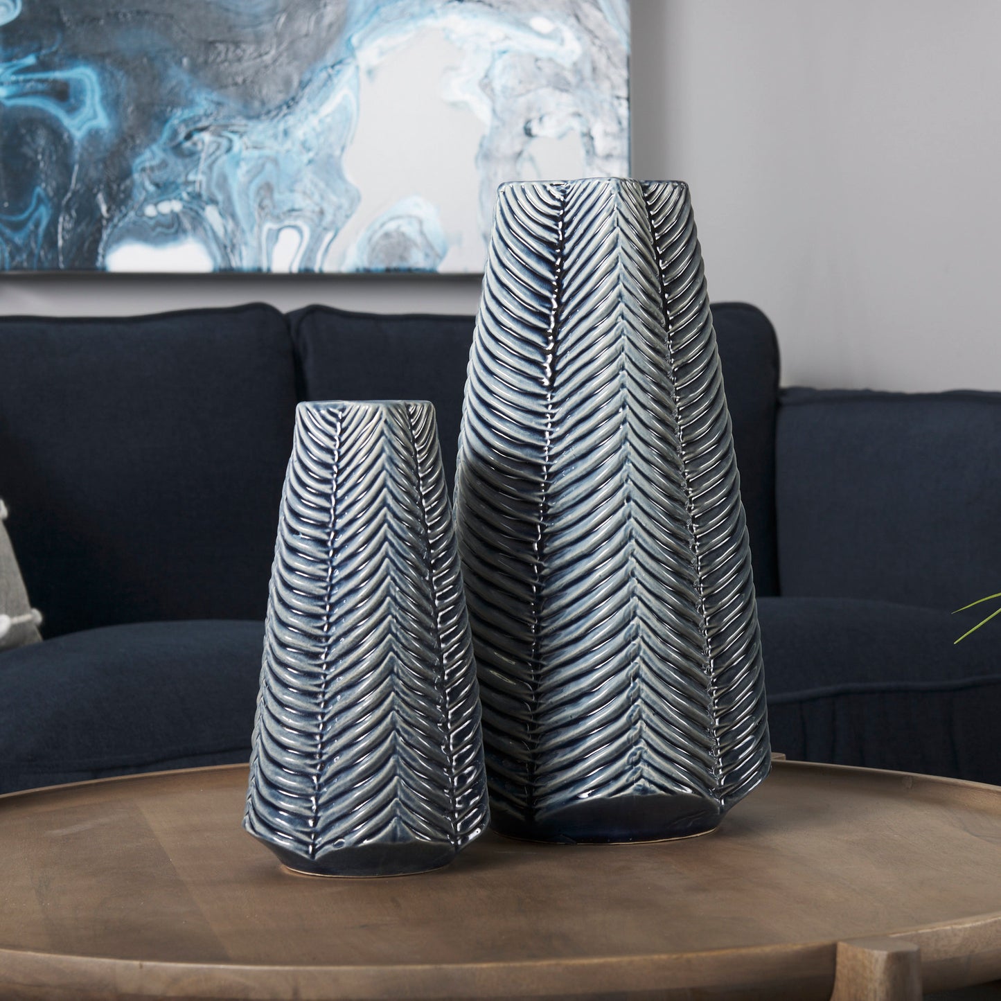 Bashir I Small Dark Navy Gloss Ceramic Vase