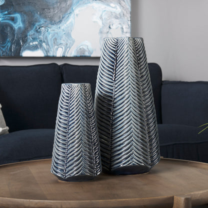 Bashir I Small Dark Navy Gloss Ceramic Vase