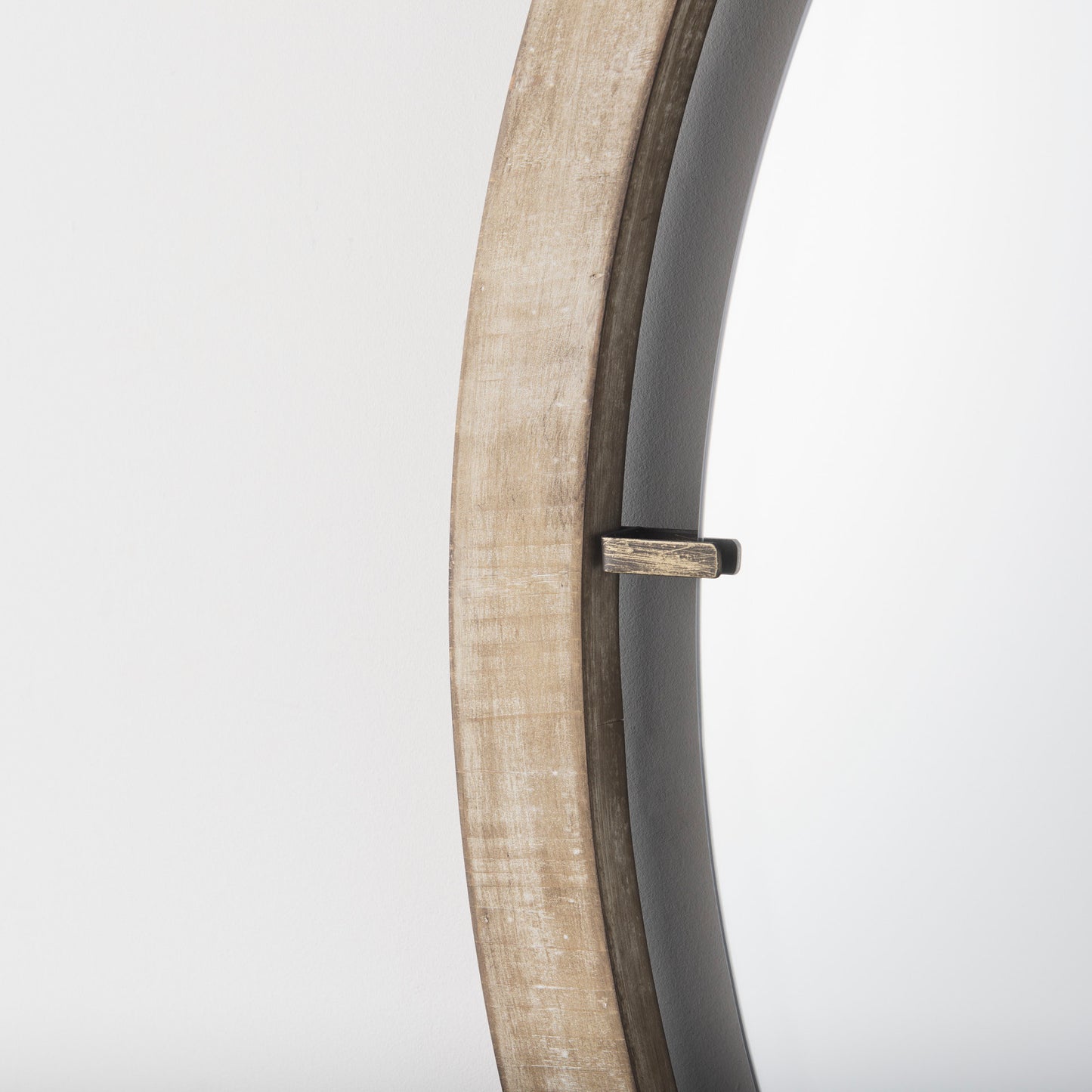 Sonance 46" Round Brown Wood Frame Mirror