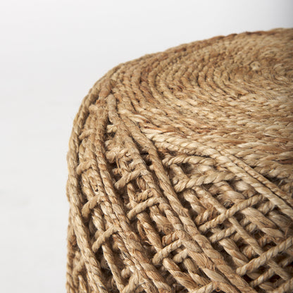 Allium Brown Handwoven Wool Cylindrical Pouf