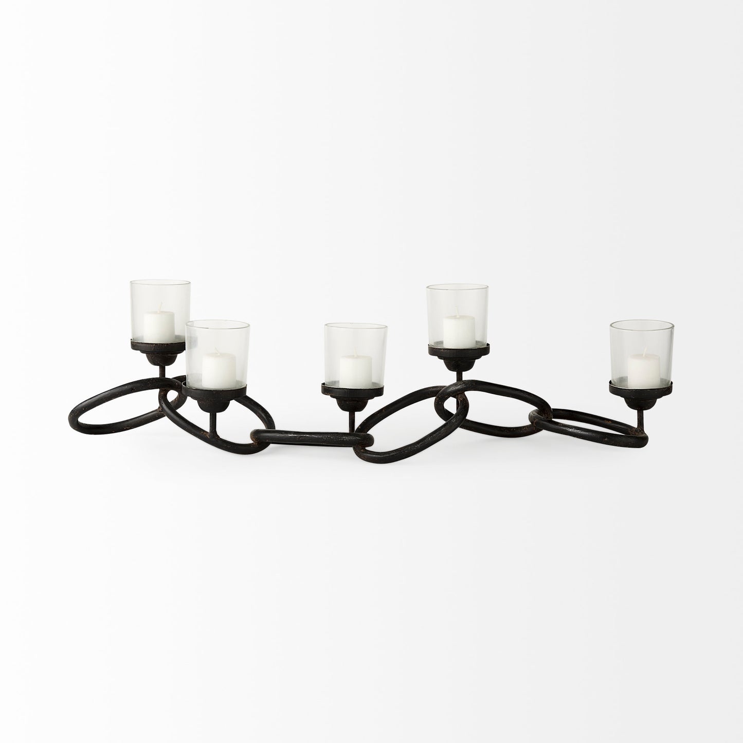 Quito Black Metal Chain-Link Five Candle Table Candle Holder