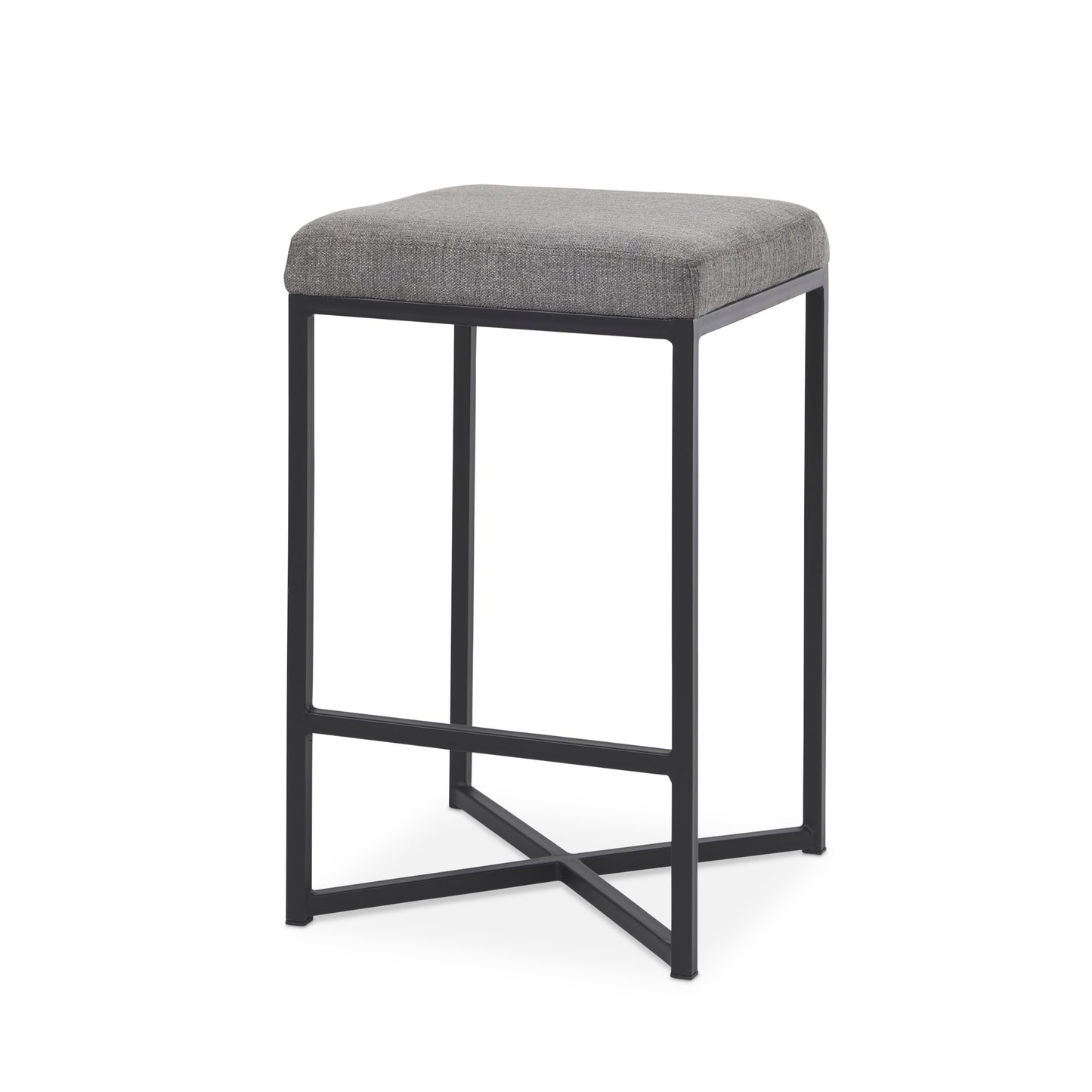 Frodo 16.5L x 16.5W x 26.4H Gray Fabric Seat W/Black Iron Frame Counter Stool