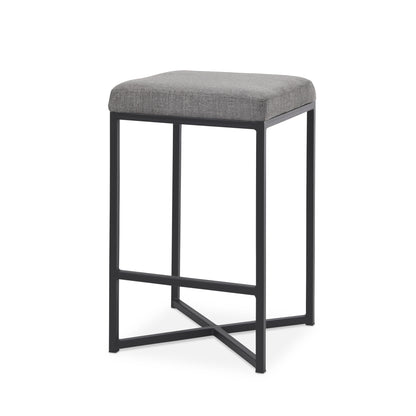 Frodo 16.5L x 16.5W x 26.4H Gray Fabric Seat W/Black Iron Frame Counter Stool