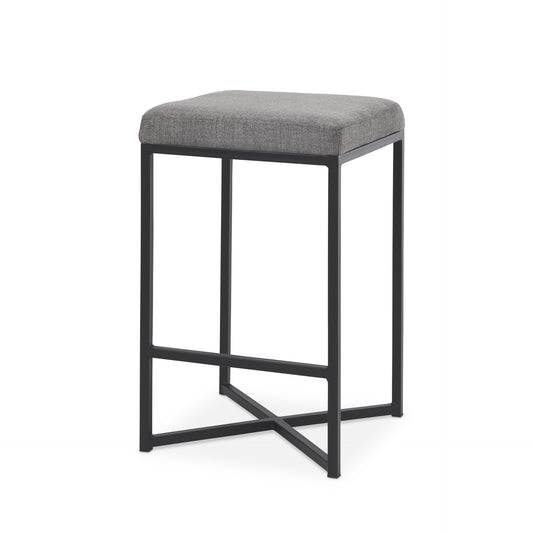 Frodo 16.5L x 16.5W x 26.4H Gray Fabric Seat W/Black Iron Frame Counter Stool