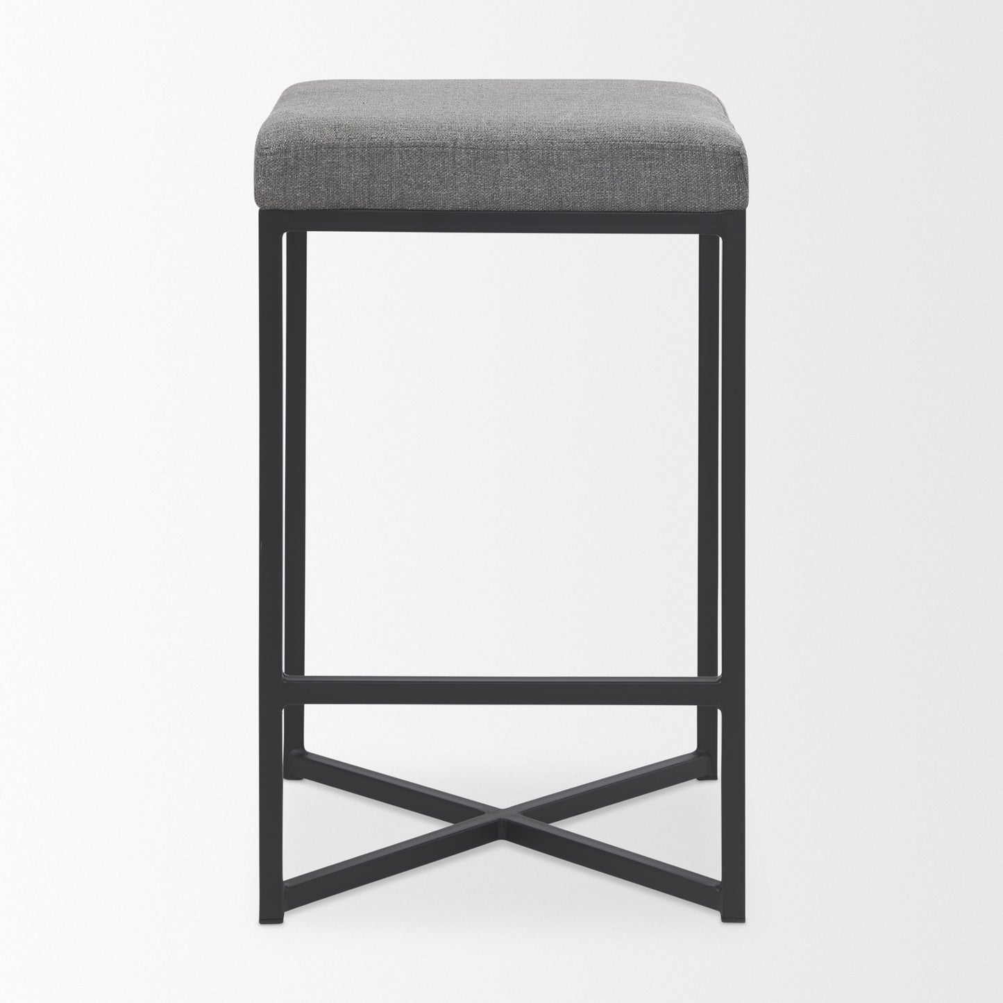 Frodo 16.5L x 16.5W x 26.4H Gray Fabric Seat W/Black Iron Frame Counter Stool