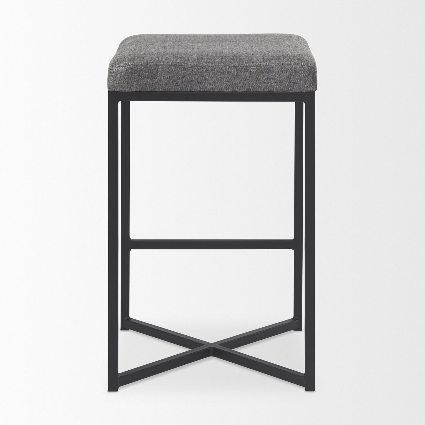 Frodo 16.5L x 16.5W x 26.4H Gray Fabric Seat W/Black Iron Frame Counter Stool