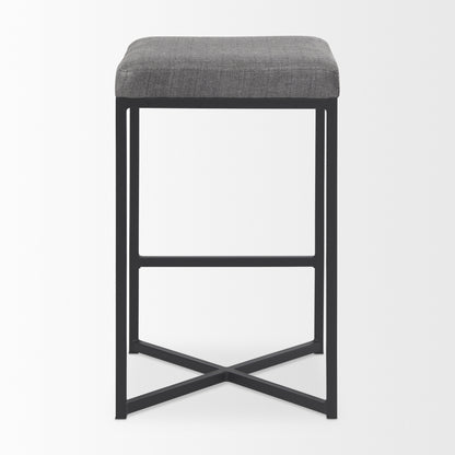 Frodo 16.5L x 16.5W x 26.4H Gray Fabric Seat W/Black Iron Frame Counter Stool