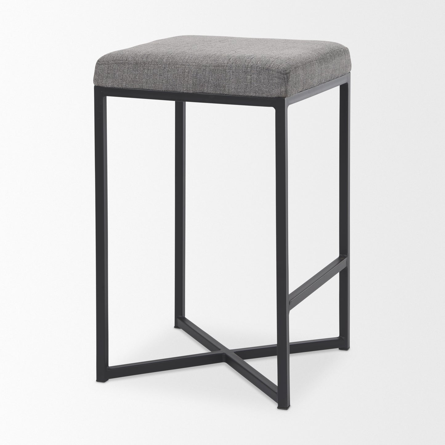 Frodo 16.5L x 16.5W x 26.4H Gray Fabric Seat W/Black Iron Frame Counter Stool