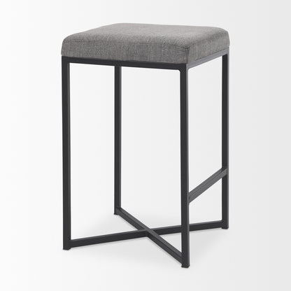 Frodo 16.5L x 16.5W x 26.4H Gray Fabric Seat W/Black Iron Frame Counter Stool