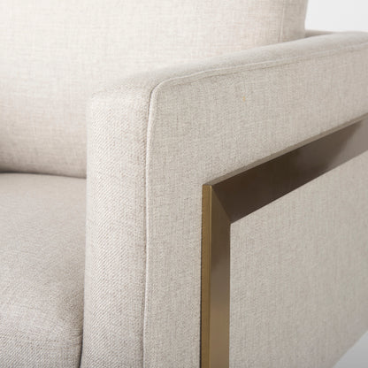 Rupert Cream Poly-Linen Seat w/ Gold Stainless Steel Frame Accent Chair