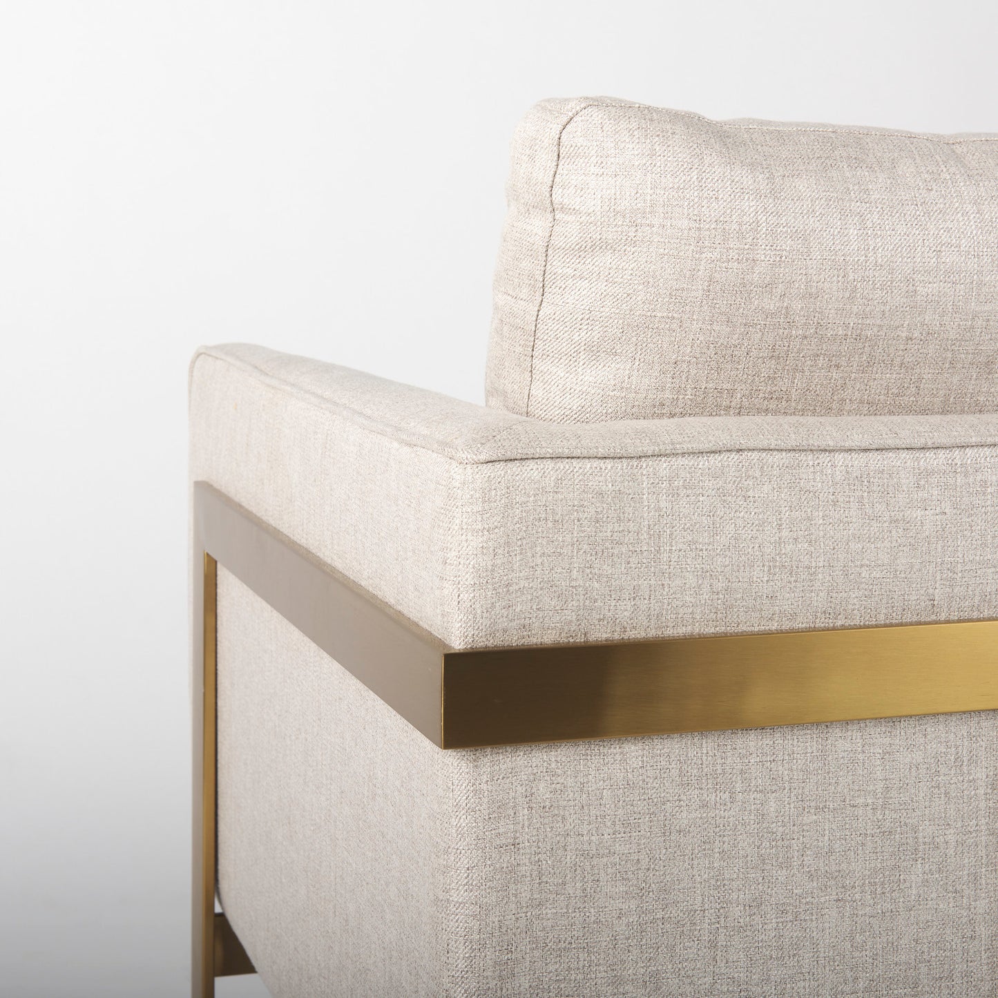Rupert Cream Poly-Linen Seat w/ Gold Stainless Steel Frame Accent Chair