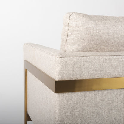 Rupert Cream Poly-Linen Seat w/ Gold Stainless Steel Frame Accent Chair
