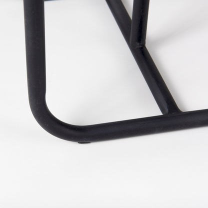 Kyra 12.0L x 20.0W x 23.0H White Marble Top W/Black Iron Frame C-Shaped End and Side Table