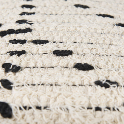 Aarohi 16.0L x 16.0W x 16.0H Cream/Black Cotton Patterned Pouf