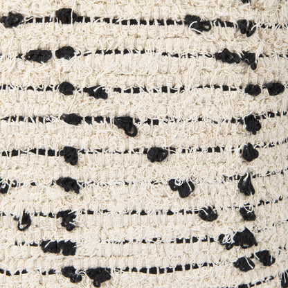 Aarohi 16.0L x 16.0W x 16.0H Cream/Black Cotton Patterned Pouf