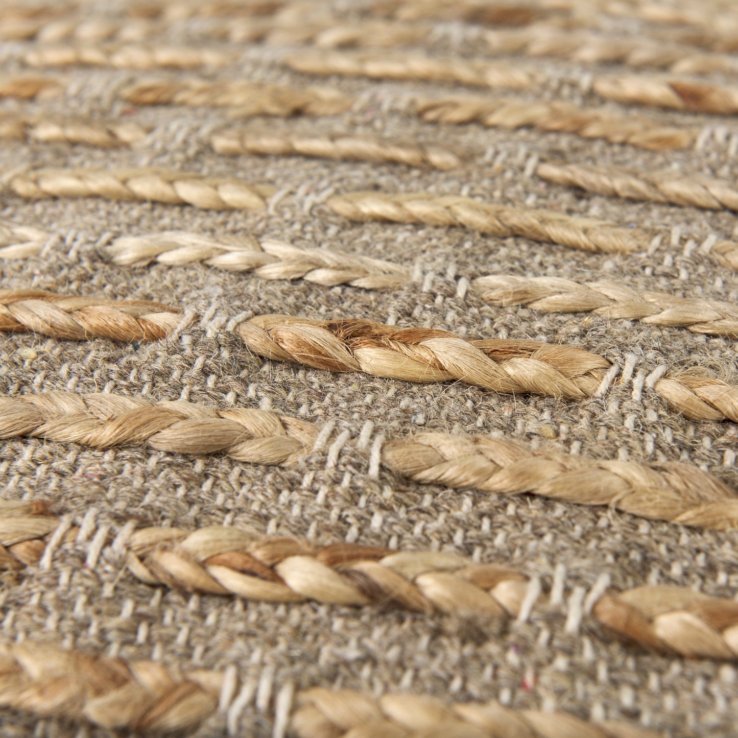 Binita 16.0L x 16.0W x 16.0H Gray/Brown Hemp Wool and Cotton Pouf