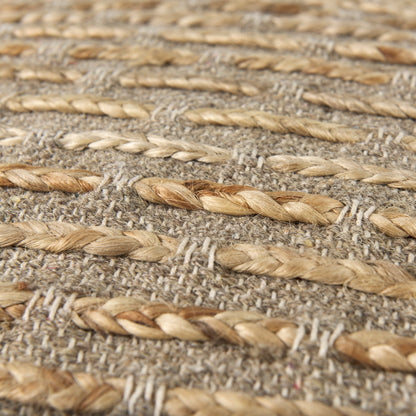 Binita 16.0L x 16.0W x 16.0H Gray/Brown Hemp Wool and Cotton Pouf