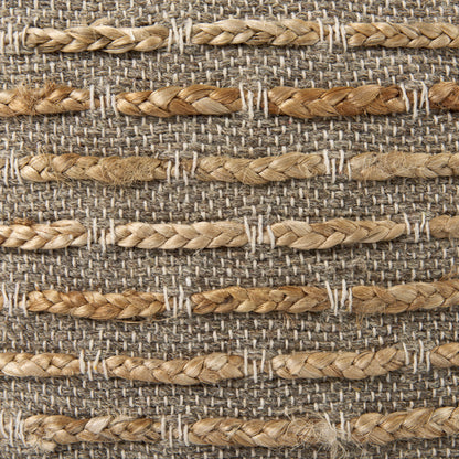 Binita 16.0L x 16.0W x 16.0H Gray/Brown Hemp Wool and Cotton Pouf
