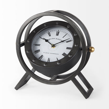 Gaston Gray Metal Circular Table Clock