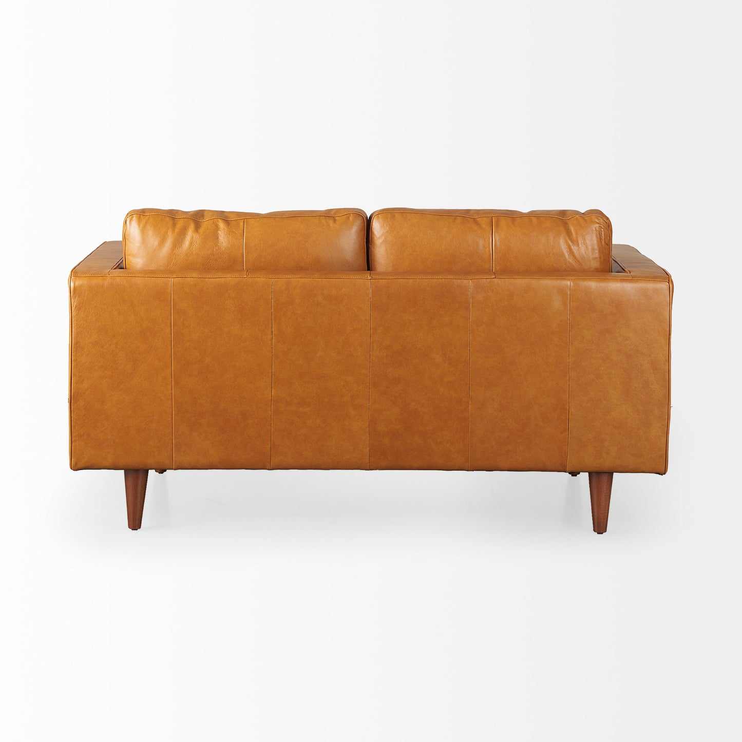 Svend 65.0L x 38.0W x 34.0H Tan Leather Love Seat Sofa