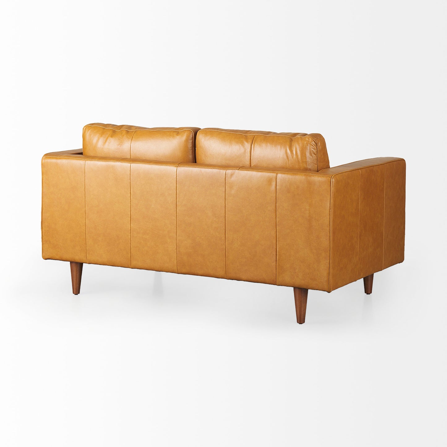 Svend 65.0L x 38.0W x 34.0H Tan Leather Love Seat Sofa