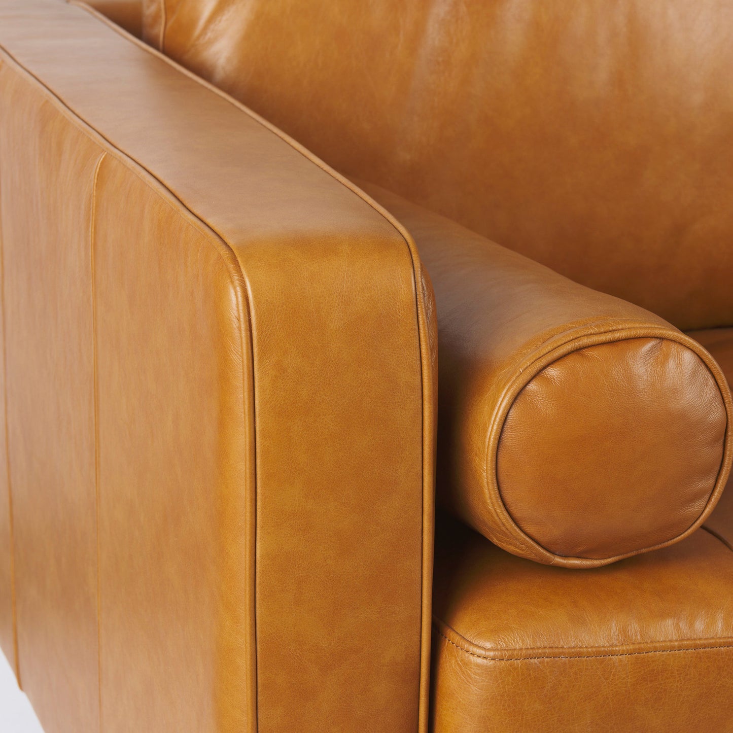 Svend 65.0L x 38.0W x 34.0H Tan Leather Love Seat Sofa