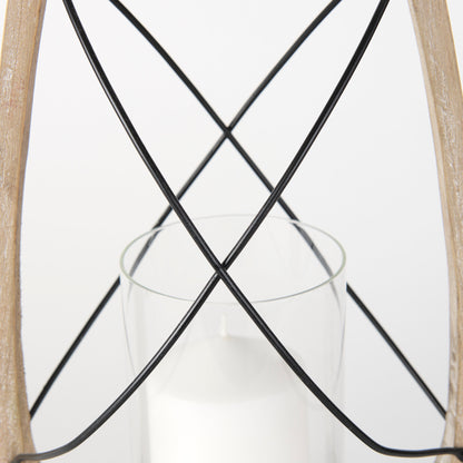 Zain I Small Brown Wooden Vintage Inspired Candle Holder Lantern