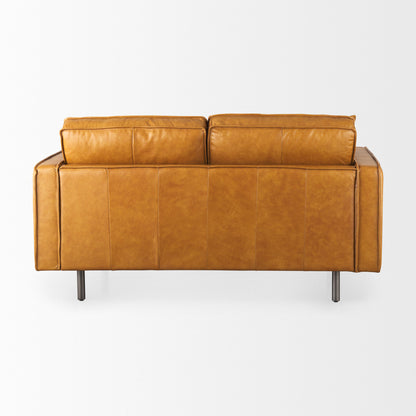 D'Arcy 65.0L x 37.0W x 34.0H Tan Leather Love Seat