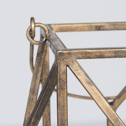 Ivy Small Gold Metal Geometric Cage Candle Holder Lantern