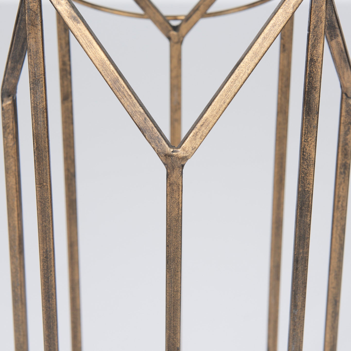 Ivy Small Gold Metal Geometric Cage Candle Holder Lantern