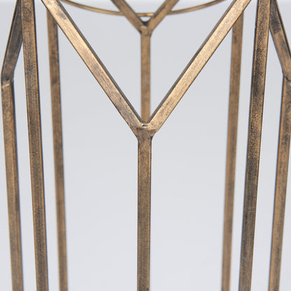 Ivy Small Gold Metal Geometric Cage Candle Holder Lantern