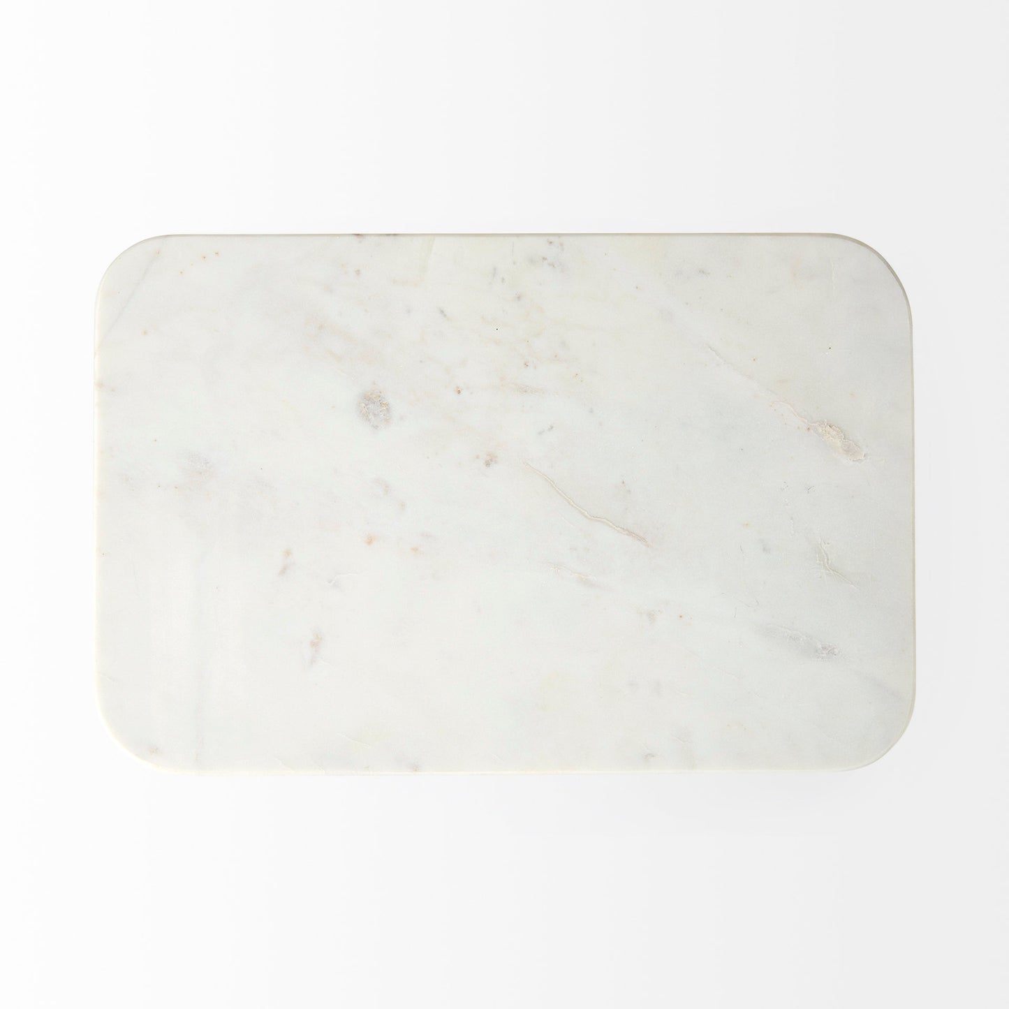 Preston 17.3L x 11.3W x 22.8H White Marble Top W/Gold Metal Accent Table