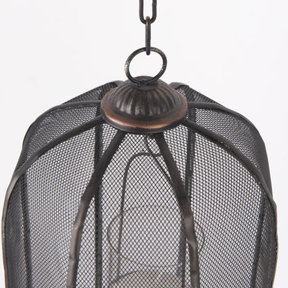 Jutland Set of Three Black Metal Bird Cage Candle Holder Lanterns
