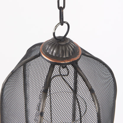 Jutland Set of Three Black Metal Bird Cage Candle Holder Lanterns