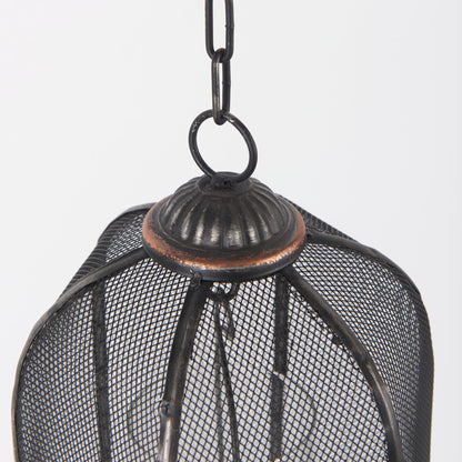 Jutland Set of Three Black Metal Bird Cage Candle Holder Lanterns