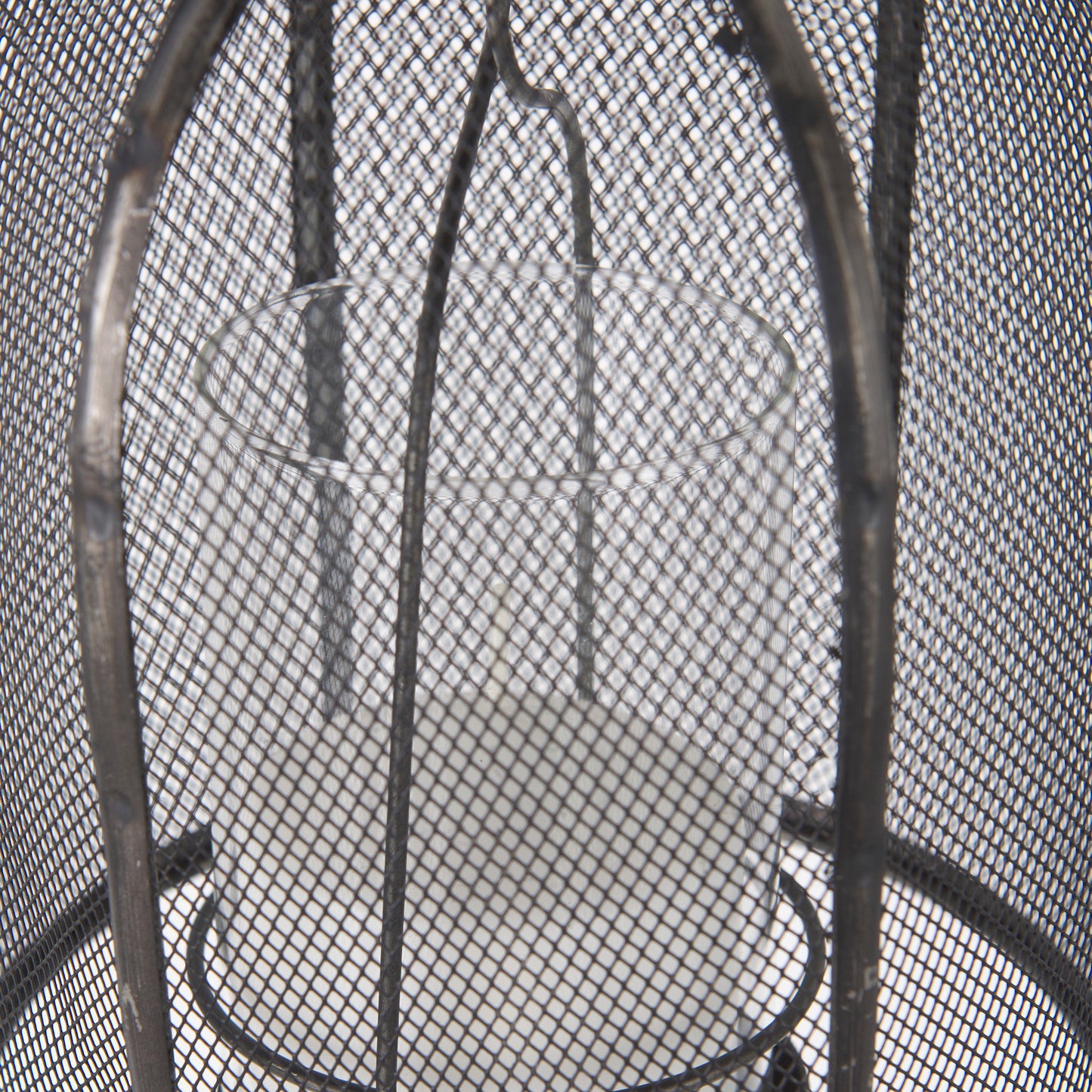 Jutland Set of Three Black Metal Bird Cage Candle Holder Lanterns