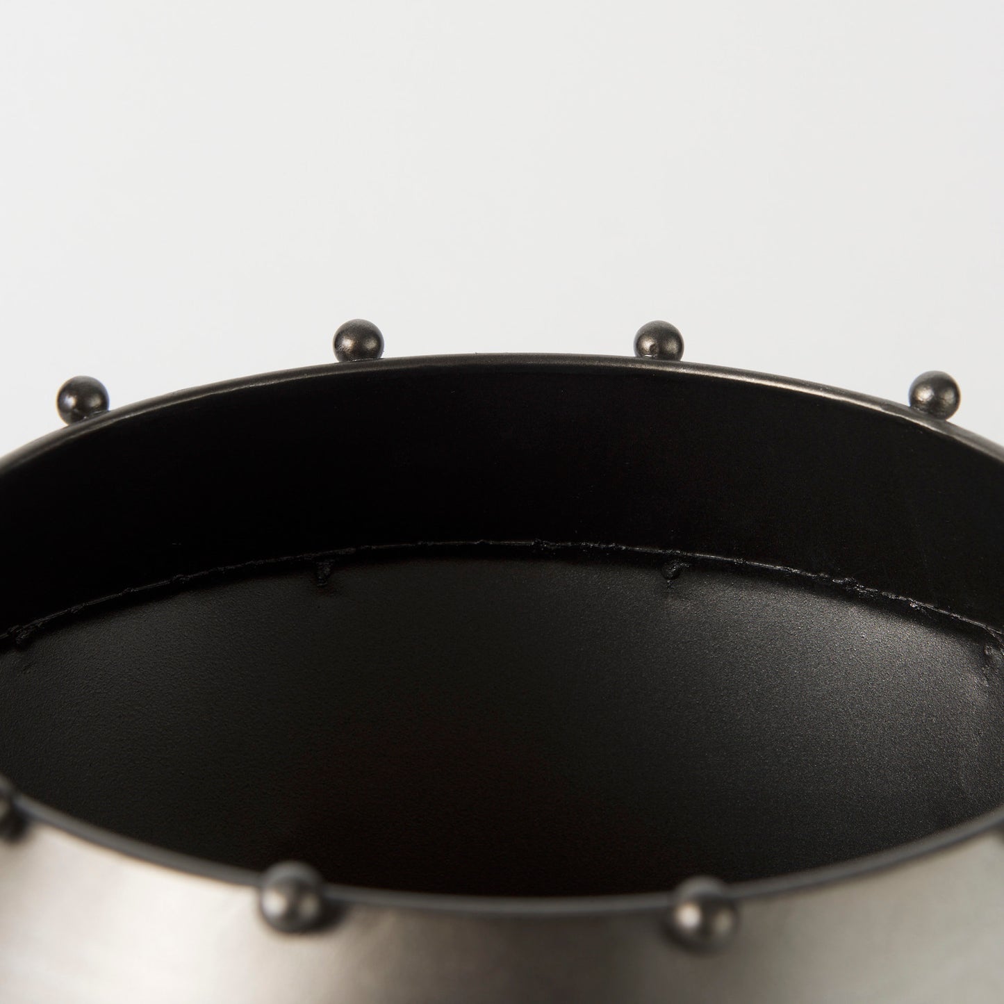 Elio 12.2H Large Gun Metal Gray Metal W/Studs Vase