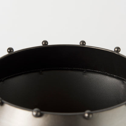 Elio 12.2H Large Gun Metal Gray Metal W/Studs Vase