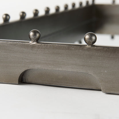 Elio 29.9L x 13.0W x 2.6H Gun Metal Gray Metal W/Studs and Mirrored Bottom Rectangle Tray