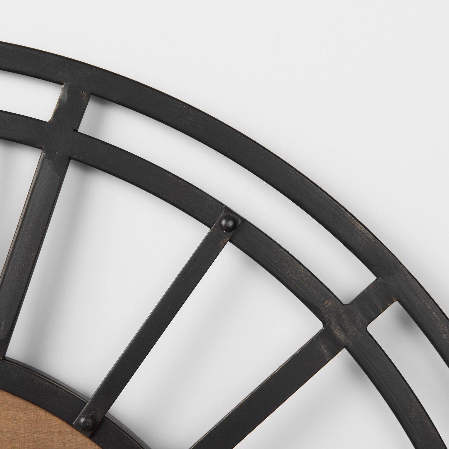 Lewiston 30.1L x 2.0W x 30.1H Black Iron W/Wood Round Wall Clock