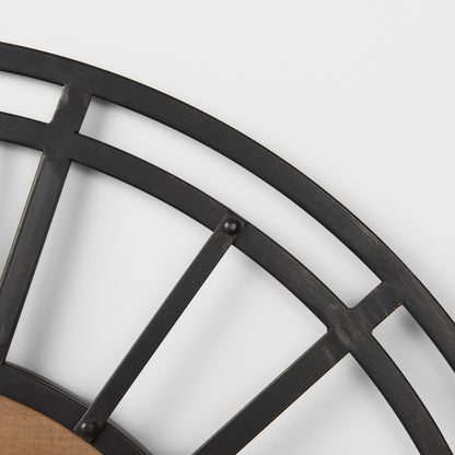 Lewiston 30.1L x 2.0W x 30.1H Black Iron W/Wood Round Wall Clock