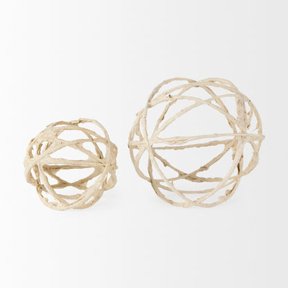 Kali 4.5L x 4.5W x 4.5H Small Beige Decorative Metal and Paper Object